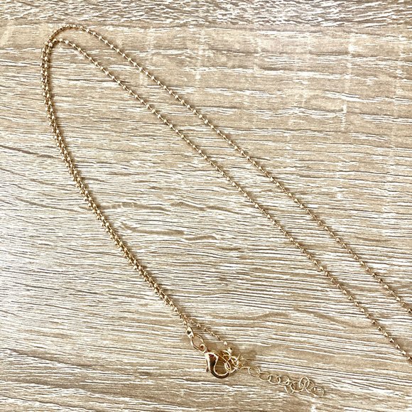 Vegan Leather Blue Snakeskin Gold Bead Chain Pendant Necklace - Picture 5 of 7